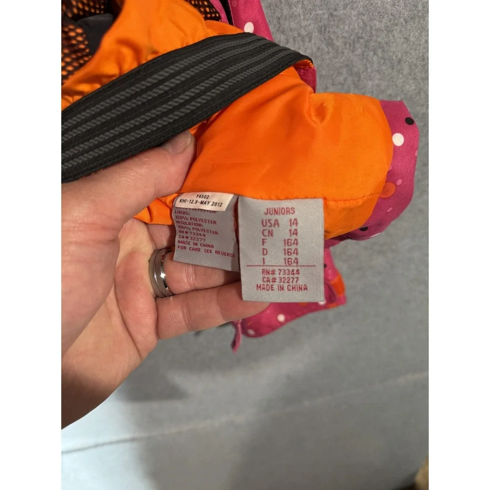 Marker Jacket Youth Girls 14 Pink Dotted Hooded Full Zip Ski‎ Snow Winter Coat